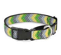 Buckle Down Chevron Tissage Gris/Yellowith Vert Martingale Collier de Chien, 2,5 cm Wide-Fits 11-43,2 cm Neck-Medium