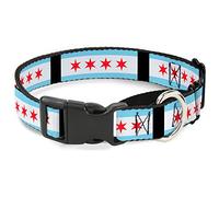 Buckle Down Chicago Drapeaux/Martingale Collier de Chien, Noir, 3,8 cm Wide-Fits 16-58,4 cm Neck-Medium