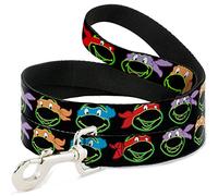 Buckle Down "Classic TMNT électrique Expressions Noir/Multi Neon Pet Leash, 6 '-1/5,1 cm