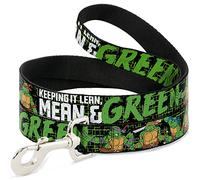 Buckle Down "Classic TMNT Groupe Pose6/le Garder Lean, Mean et Vert Noir/Vert/Blanc Pet Leash, 6 '-1.5 "