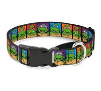 Buckle Down "Classic TMNT Les Blocs de Visage Noir/Multicolore Martingale Collier de Chien, 2,5 cm X 11-43,2 cm/Medium