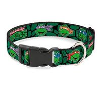 Buckle Down Classique TMNT Tortue Visages Noir/Vert Tortue Coque Plastique Clip Collier