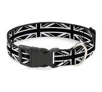 Buckle-Down Collier à Clip en Plastique avec Boucle vers Le Bas - Union Jack - Noir/Blanc - 2,5 cm de Large - Convient pour Tour de Cou de 22,9 à 38,1 cm - Taille S