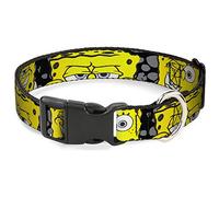 Buckle-Down Collier à Clip en Plastique - Bob l'éponge 4-Close Up Expressions/craquelé - Noir/Gris/Jaune