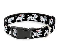 Buckle-Down Collier à Clip en Plastique - Dalmatiens Running/Pattes Noir/Gris/Blanc/Noir - 2,5 cm de Large - Convient pour Tour de Cou de 27,9 à 43,2 cm - Taille M