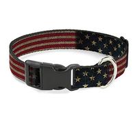 Buckle Down Collier à Clip en Plastique - Drapeau américain Vintage Extensible - 1,27 cm de Large - Convient pour Tour de Cou de 20,3 à 30,5 cm - Taille M