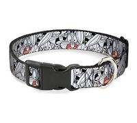 Buckle-Down Collier à Clip en Plastique - Expressions Bugs Bunny empilées Blanc/Noir/Gris