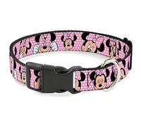 Buckle-Down Collier à Clip en Plastique - Expressions Minnie Mouse à Pois Rose/Blanc - 3,8 cm de Large - Convient pour Tour de Cou de 33 à 45,7 cm - Taille S