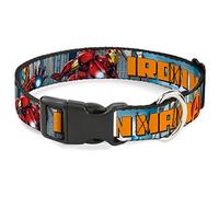 Buckle-Down Collier à Clip en Plastique Iron Man avec Logo Avengers Paysage Urbain, 2,5 cm de Large - Convient aux Tours de Cou de 27,9 à 43,2 cm - Taille M