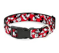 Buckle-Down Collier à Clip en Plastique - Mickey Mouse Poses dispersées Rouge/Noir/Blanc - 3,8 cm de Large - Convient aux Tours de Cou de 33 à 45,7 cm - Taille S