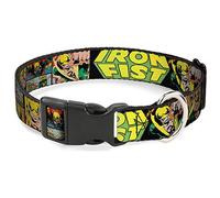 Buckle-Down Collier à Clip en Plastique - Rétro Iron Fist Action Pose/BD Blocs de scène Noir/Vert/Jaune