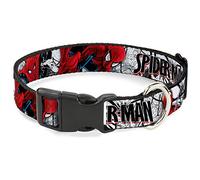 Buckle Down Collier à Clip en Plastique Spider-Man pour Pose d'action/scènes de Bande dessinée Blanc/Noir/Rouge