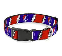 Buckle Down Collier à Clip en Plastique - Steal Your Face avec éclair répétitif Rouge/Blanc/Bleu