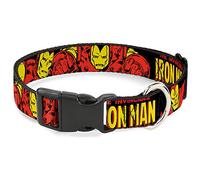 Buckle-Down Collier à Clip en Plastique - The Invincible Iron Man Action Poses Noir/Rouge/Jaune
