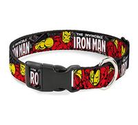 Buckle-Down Collier à Clip en Plastique - The Invincible Iron Man Stacked Comics/Poses d'action