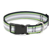 Buckle-Down Collier Clip en Plastique - Rayures Bleu Marine/Vert Fluo/argenté/Blanc