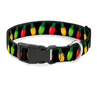 Buckle-Down Collier en plastique pour chien, lumières de Noël, noir/multicolore, 15,2 à 23,9 cm de tour de cou x 1,3 cm de large