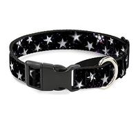 Buckle-Down Collier Martingale Phosphorescent pour Chien Motif étoiles dans l'espace Noir/Violet/Blanc Largeur 2,5 cm Tour de Cou 38,1 à 66 cm Taille L