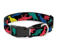 Buckle-Down Collier Martingale pour Chien Motif Dinosaures Noir/Multicolore Largeur 3,8 cm Tour de Cou 40,6 à 58,4 cm Taille M