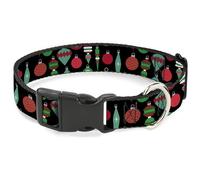 Buckle-Down Collier pour animal de compagnie, boucle en plastique, décoration de Noël pour les vacances, noir, rouge, vert, 28 à 41,9 cm, 2,5 cm de large