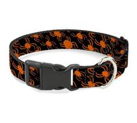 Buckle-Down Collier pour Animal Domestique avec Boucle en Plastique, Silhouettes d'araignée Noire et Orange, 24,1 à 33 cm, 2,5 cm de Large