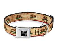 Buckle-Down Collier pour Animal Domestique, Collier pour Chien, Boucle de Ceinture de sécurité, Drapeau californien, Vintage, 33 à 43 cm, 3,8 cm de Large