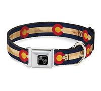 Buckle-Down Collier pour Animal Domestique, Collier pour Chien, Boucle de Ceinture de sécurité, Drapeau du Colorado continu, Vintage, 40,6 à 58,4 cm, 3,8 cm de Large