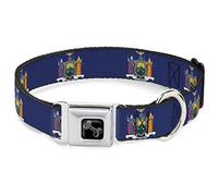 Buckle-Down Collier pour animal domestique, collier pour chien, boucle de ceinture de sécurité, drapeau de New York continu, 33 à 43,2 cm, 3,8 cm de large