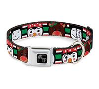 Buckle-Down Collier pour Animal Domestique, Collier pour Chien, Boucle de Ceinture de sécurité, Pingouin, Renne, Bonhomme de Neige, Rayures Rouge, Blanc, Noir, 28 à 41,9 cm, 2,5 cm de Large