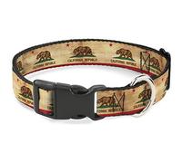 Buckle-Down Collier pour Animal Domestique, Collier pour Chien, Boucle en Plastique, Drapeau californien, Vintage, 40,6 à 58,4 cm, 3,8 cm de Large
