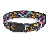 Buckle-Down Collier pour animal domestique, collier pour chien, boucle en plastique, friandises dispersées bleu multicolore, 38,1 à 61 cm, 2,5 cm de large
