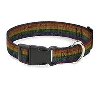Buckle-Down Collier pour Animal Domestique, Collier pour Chien, Boucle en Plastique, Texture Toile de Jute, Arc-en-Ciel, 17,8 à 21,6 cm, 1,3 cm de Large