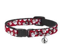 Buckle-Down Collier pour chat avec clochette, Père Noël, visage souriant, rouge, 21,6 à 30,5 cm de large