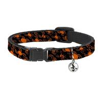 Buckle-Down Collier pour chat avec clochette, silhouettes d'araignée noir et orange, 21,6 à 30,5 cm de large