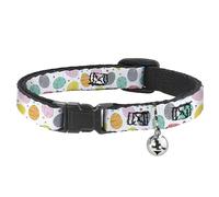 Buckle-Down Collier pour chat avec clochette, œufs de Pâques décorés blancs multicolores, 21,6 à 30,5 cm de large