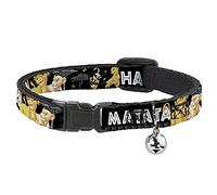 Buckle-Down Collier pour Chat - Le Roi Lion Simba Nala Hakuna Matata - Multicolore - 1,27 cm de Large - Convient aux Tours de Cou de 20,3 à 30,5 cm - Taille M (BAC-WDY046-NM)