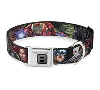 Buckle-Down Collier pour Chien avec Boucle de Ceinture de sécurité - 7 Couleurs Vives Avengers Action Poses