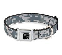 Buckle-Down Collier pour Chien avec Boucle de Ceinture de sécurité - Camo2 Gris