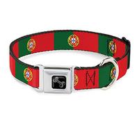 Buckle-Down Collier pour Chien avec Boucle de Ceinture de sécurité en métal, Drapeau du Portugal Vert Rouge, 24,1 à 33 cm, 2,5 cm de Large