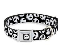 Buckle Down Collier pour Chien avec Boucle de Ceinture de sécurité - Expressions Jack NBC dispersées Noir/Blanc - 2,5 cm de Large - Convient pour Tour de Cou de 38,1 à 66 cm - Taille L