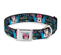 Buckle-Down Collier pour Chien avec Boucle de Ceinture de sécurité Minnie Mouse Gris/Multicolore 3,8 cm de Large Convient pour Tour de Cou de 45,7 à 81,3 cm Taille L