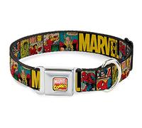Buckle-Down Collier pour Chien avec Boucle de Ceinture de sécurité - Motif Bandes dessinées Marvel/rétro Noir/Jaune - 2,5 cm de Large - Convient pour Tour de Cou de 22,9 à 38,1 cm - Taille S