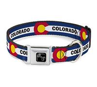 Buckle-Down Collier pour Chien avec Boucle de Ceinture de sécurité - Motif Drapeau du Colorado - Bleu/Blanc/Rouge/Jaune