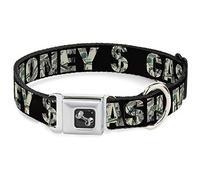 Buckle-Down Collier pour Chien avec Boucle de Ceinture de sécurité - Noir/Dollars - 2,5 cm de Large - Convient pour Tour de Cou de 38,1 à 66 cm - Taille L