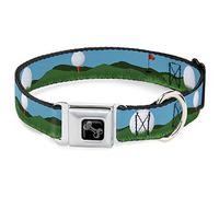 Buckle Down Collier pour Chien avec Boucle de Ceinture de sécurité - pour Parcours de Golf/balles/Trous Bleu/Vert