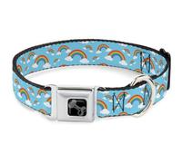 Buckle-Down Collier pour chien avec boucle de ceinture de sécurité réglable en métal à dégagement rapide, arc-en-ciel, bleu dispersé, 33 à 43,2 cm, 3,8 cm de large, taille S