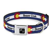 Buckle-Down Collier pour Chien avec Boucle de Ceinture - Drapeau Colorado Beaver Creek - Bleu/Blanc/Rouge/Jaune