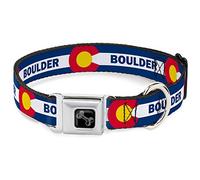 Buckle-Down Collier pour Chien avec Boucle de Ceinture - Drapeau Colorado Boulder Bleu/Blanc/Rouge/Jaune