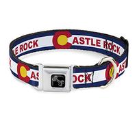 Buckle-Down Collier pour Chien avec Boucle de Ceinture - Drapeau du Colorado Castle Rock - Bleu/Blanc/Rouge/Jaune