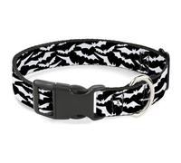 Buckle-Down Collier pour chien avec boucle en plastique, chauves-souris éparpillées noir et blanc, 38,1 à 61 cm, 2,5 cm de large